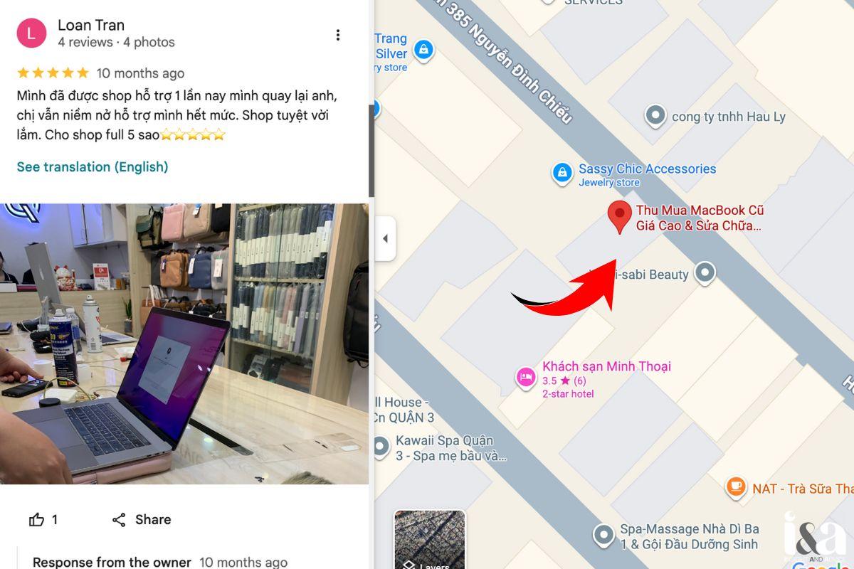 Review trên GG Maps của QMac 